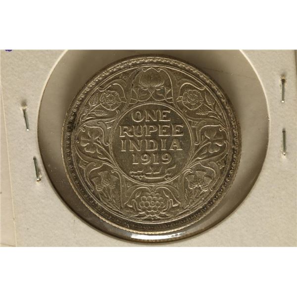 1919 INDIA BRITISH SILVER RUPEE UNC .3437 OZ. ASW