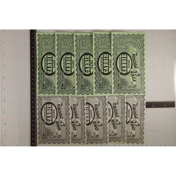 10-LONDON CABBIE GAME 1 & 5 POUND CU PLAY MONEY