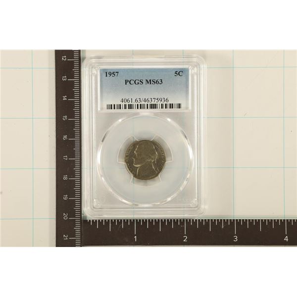1957 JEFFERSON NICKEL PCGS MS63