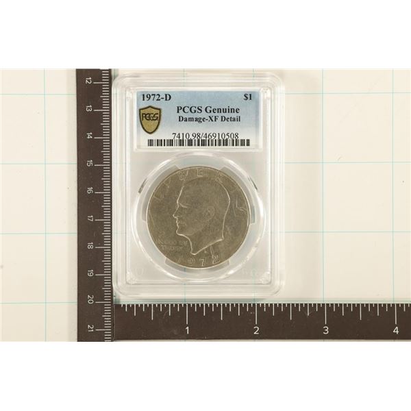 1972-D IKE DOLLAR PCGS GENUINE DAMAGE XF DETAILS