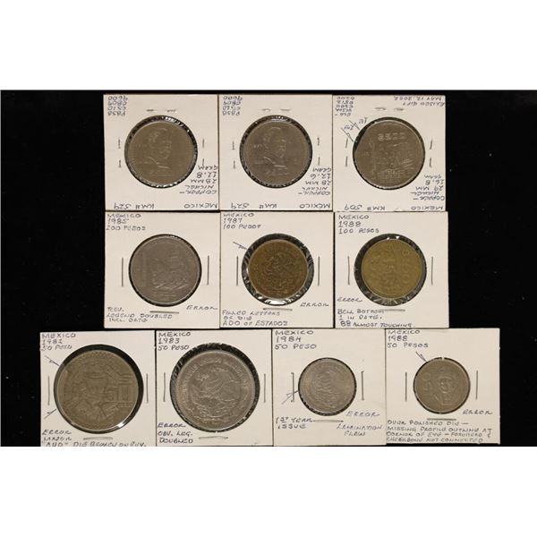 ERRORS: 10-1980'S MEXICO ERROR COINS:4-50 PESOS,