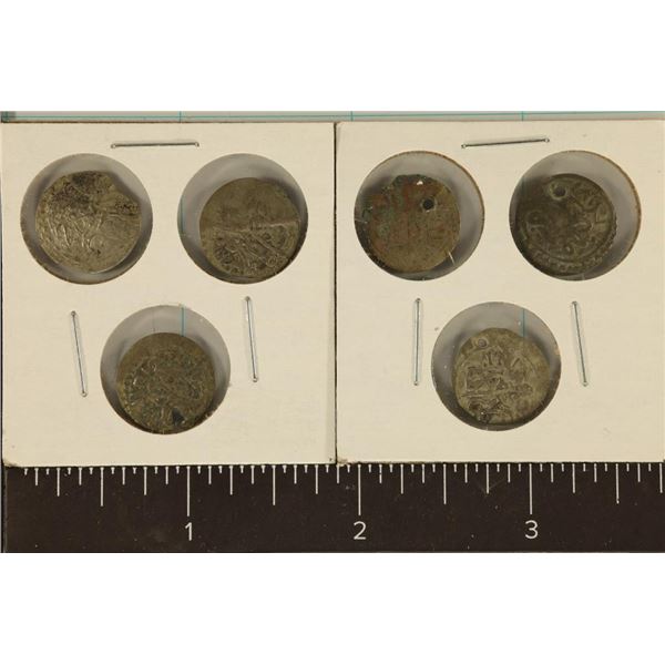 6 SILVER DIME SIZED OTTOMAN EMPIRE PARA COINS:
