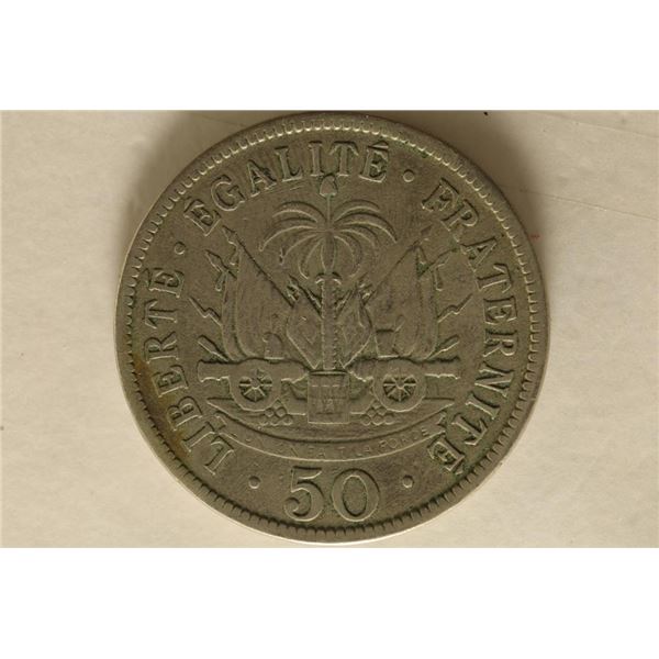 1908 HAITI 50 CENTIMES COIN