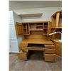 Image 2 : LG. OAK DESK UNIT W/UPPER HUTCH