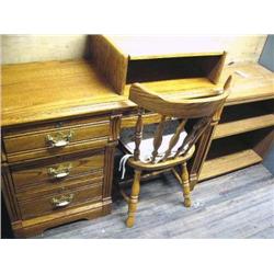Computer Oak Desk with Chair, Bookcase and Stand (55)