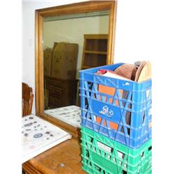 Lot of Household Goods, Mirror, Brass, Music Stand, Glassware, Bathroom Supplies, Magazines, Rock Co