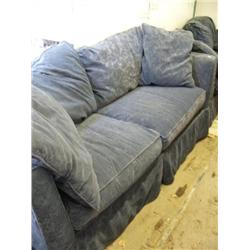2 Blue Couches and Love Seat and Ottoman (55)