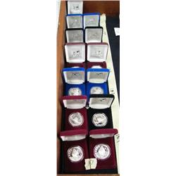 Lot of 13 Official Iditarod 1 oz. Silver Coins:  2-1990, 2-1991, 3-1992,2-1993, 2-1994, 2-1995