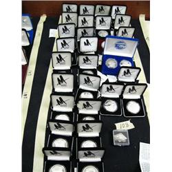 Lot of  30 Alaska Mint Iditarod 1 oz. Silver Coins:  1-1989, 1-1990, 1-1992, 2-1996, 3-1997, 5-1998,