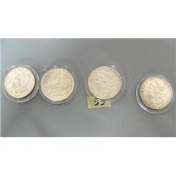 4 Morgan Silver Dollars, 1890, 1921, 1873 made in San Francisco, 1881 also made in San Francisco (71