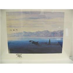 2 Prints of Orcas by Kremen 42/950, Artist Proof 42/50  (71)