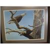 Image 2 : Lot of 3 Prints: Wolf in Barn wood frame, Snowy Owl in Wood Frame, Robert Bateman Poster of an Eagle