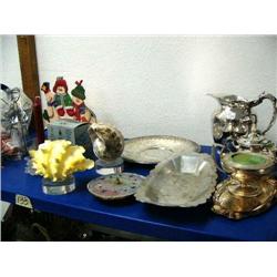 Lot of Silver Plate, Shells, Clock and Christmas Items (55)