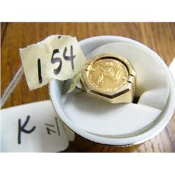 South African Krugerrand Gold Coin Ring, 1/10 oz. 2001  (71)