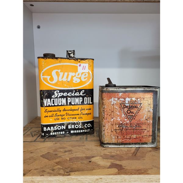 oil cans from Surge and Deval milking machine pumps