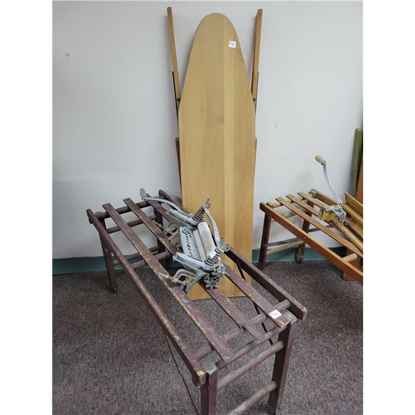 Ironing board with wash stand and wringer