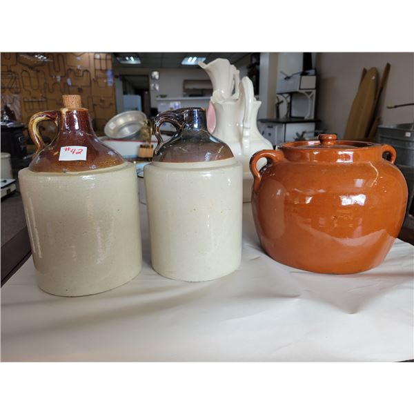1- Bean pot and 2- jugs