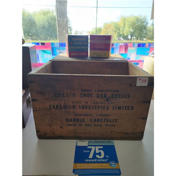 old CIL wooden ammunition boxes with 2 shell boxes