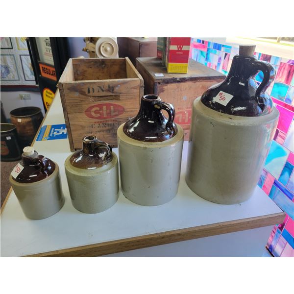 4- Stoneware Jugs, Various sizes