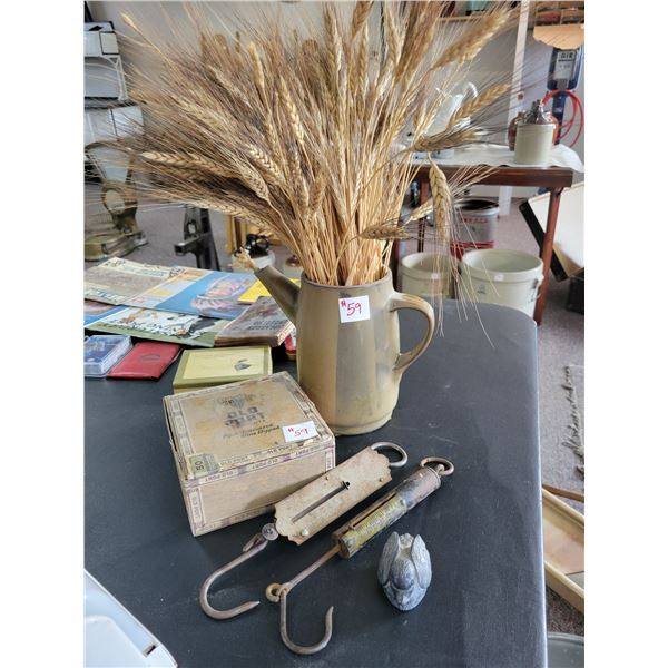 Fish scales, cigar box and display