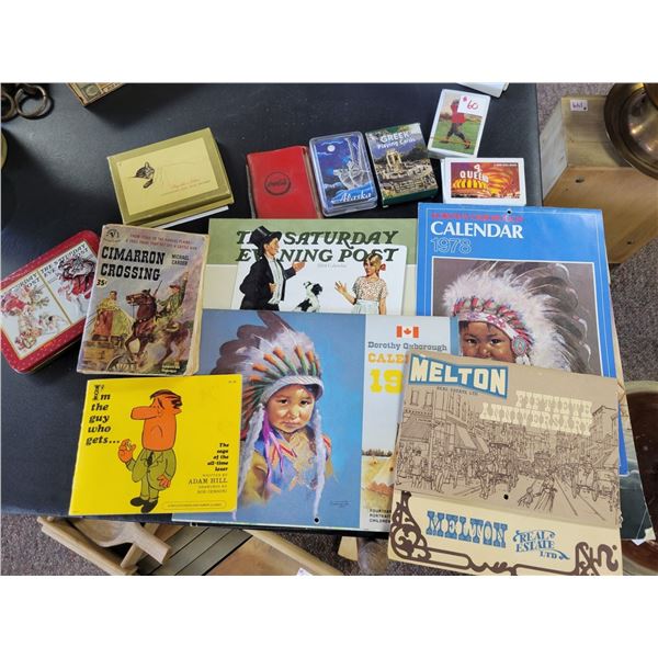 playing cards ,calendars and books