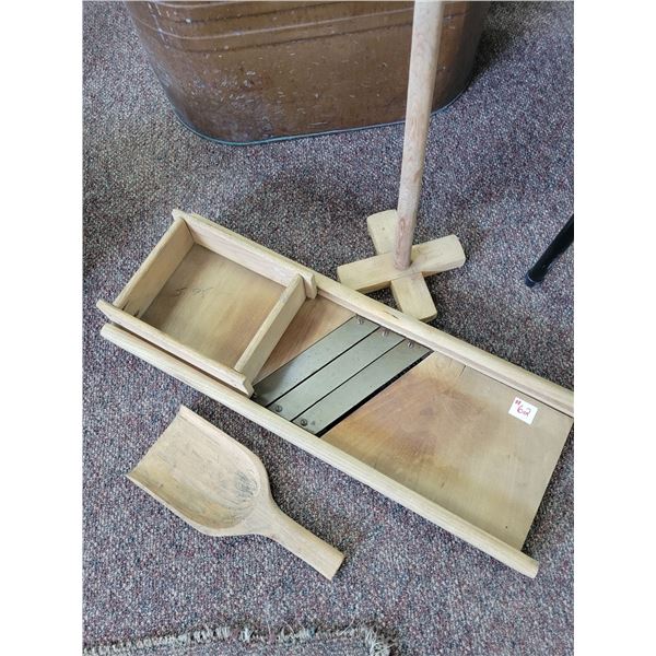 Cabbage cutter, wooden press and spoon