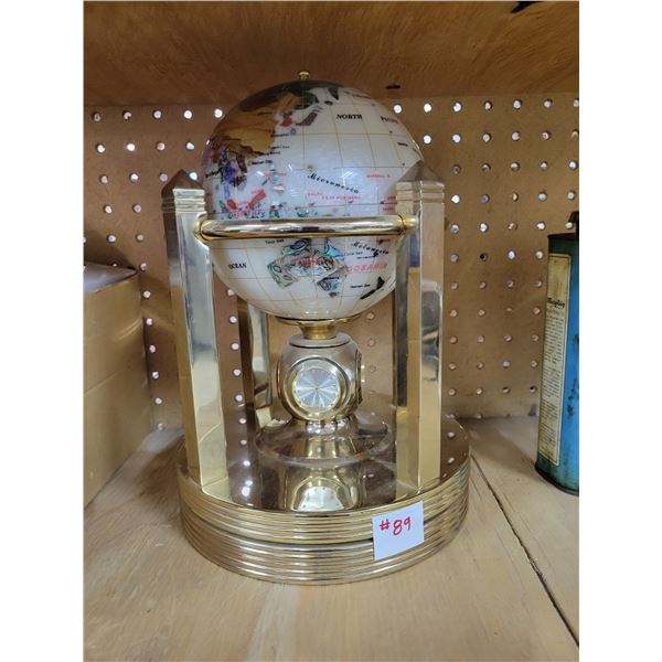Global gemstone Quartz clock with Thermometer on a  stand...  Very  nice!