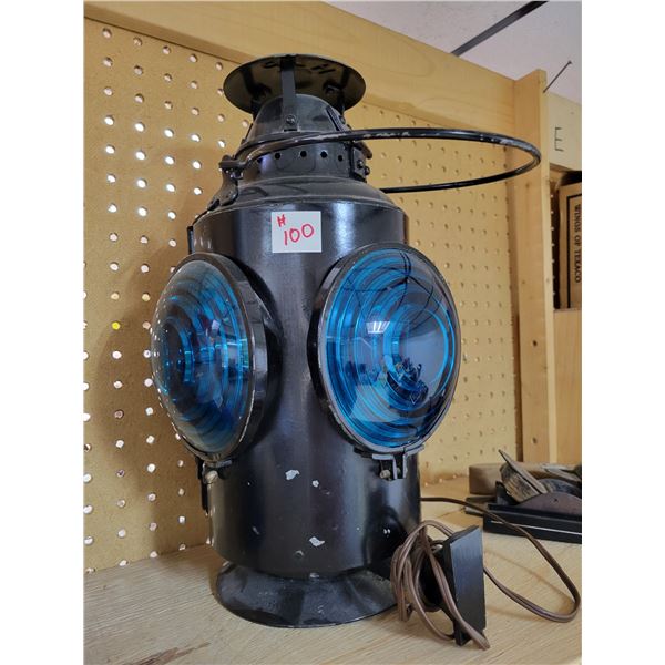 Railway lantern converted to a lamp