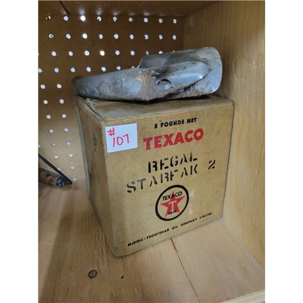 Smaller Texaco grease container (half full) & quart oil can opener