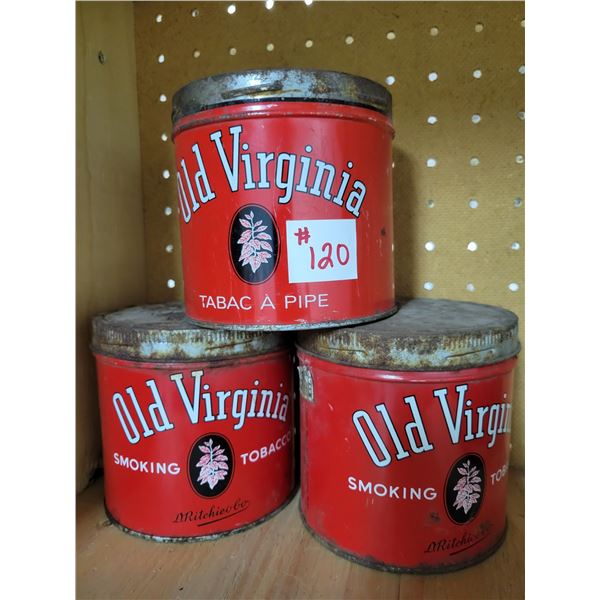 3  old Virginia tobacco tins