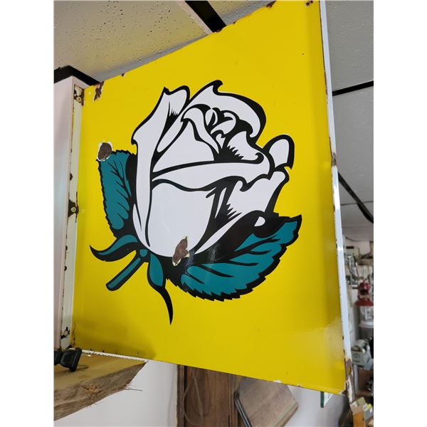 White rose corner sign, approx. 18" x 17"