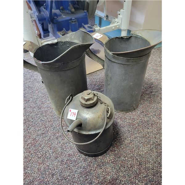 2- oil cans & 1- gas can