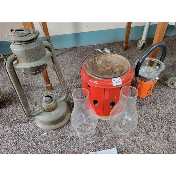 lantern and old camping heater