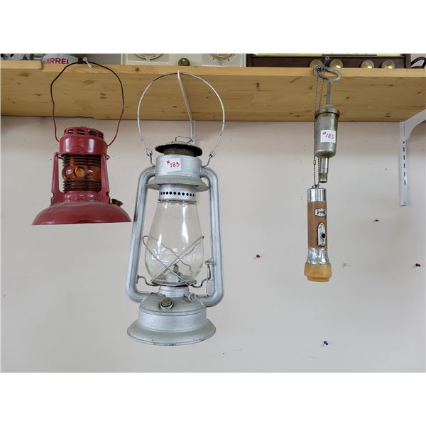 lanterns, flashlight and grease gun