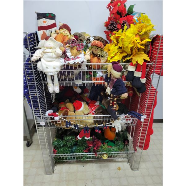 seasonal decorations with  display case