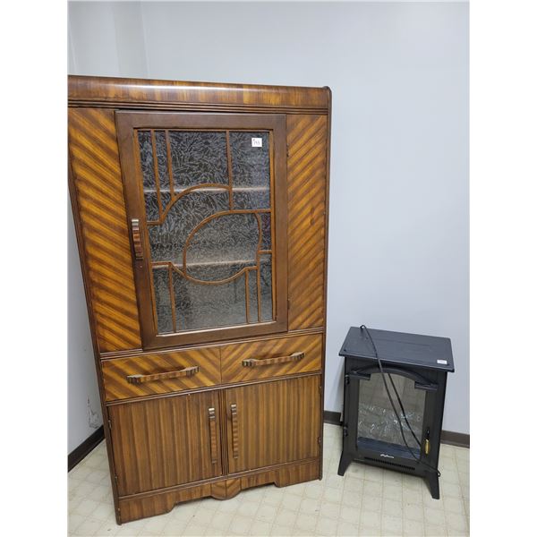 Elec. heater and antique china cabinet
