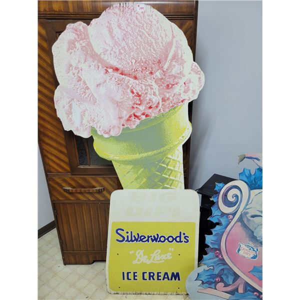 Ice cream and Santa signs