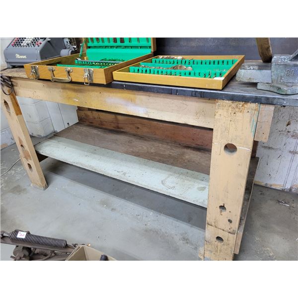 work bench with vice   72inches by 27 inches
