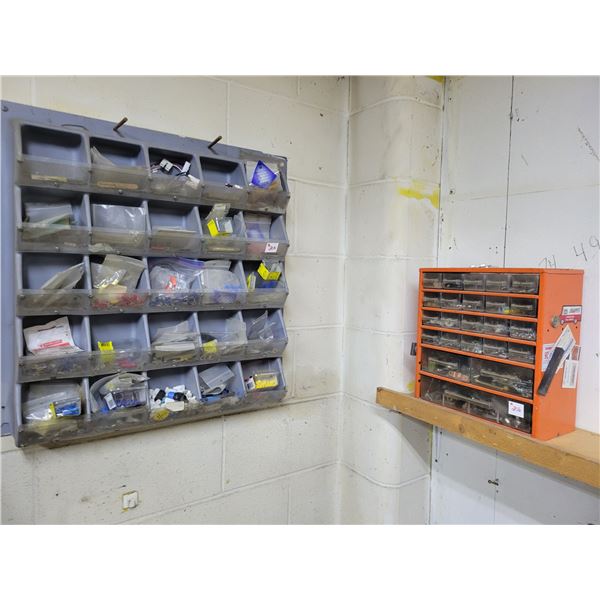 misc. elec. connectors and nuts and bolts with bins