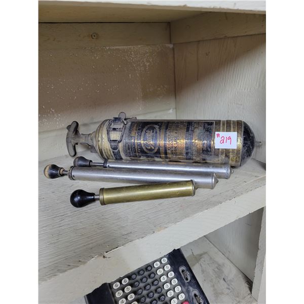 lantern air pumps and fire extinguisher