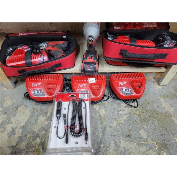 Milwaukee chargers and case and drill some are brand new