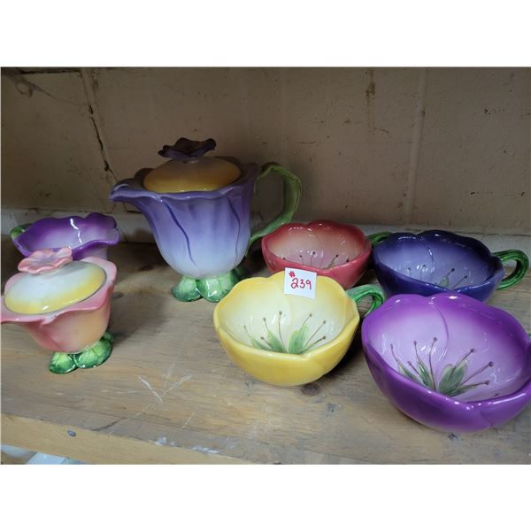 coloured tea set