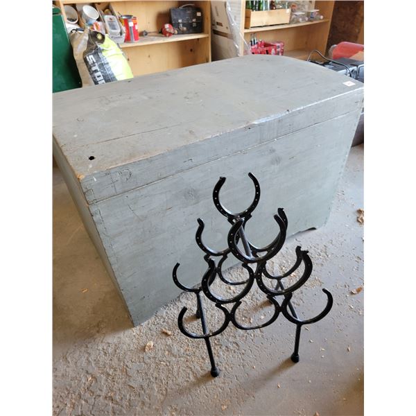 Storage box and horse shoe wine rack