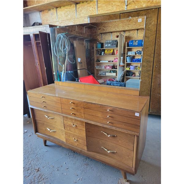 Large bedroom dresser C/W mirror  56 inches long