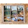 Image 1 : beautiful quilted picture with old wooden window frame