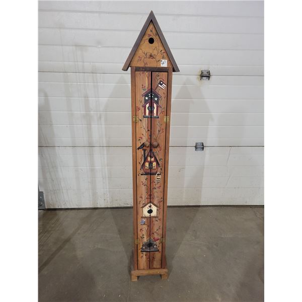 Hand painted storage cabinet, approx. 59" x 10 1/2" x 7 1/2"