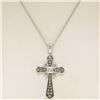 Image 3 : 14k White Gold .70 ctw Fancy Brown Diamonds on Black Cross Pendant w/ 18" Chain