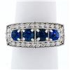 Image 1 : NEW 14K White Gold 2.07 ctw Round Sapphire & Diamond Milgrain Etched Band Ring