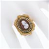 Image 3 : Antique Victorian Etched GF Carved Agate Cameo Solitaire Ring w/ 10k Gold Shank