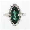 Image 4 : Vintage 14K White Gold 2.72 ctw Marquise Cut Green Tourmaline & Diamond Halo Rin
